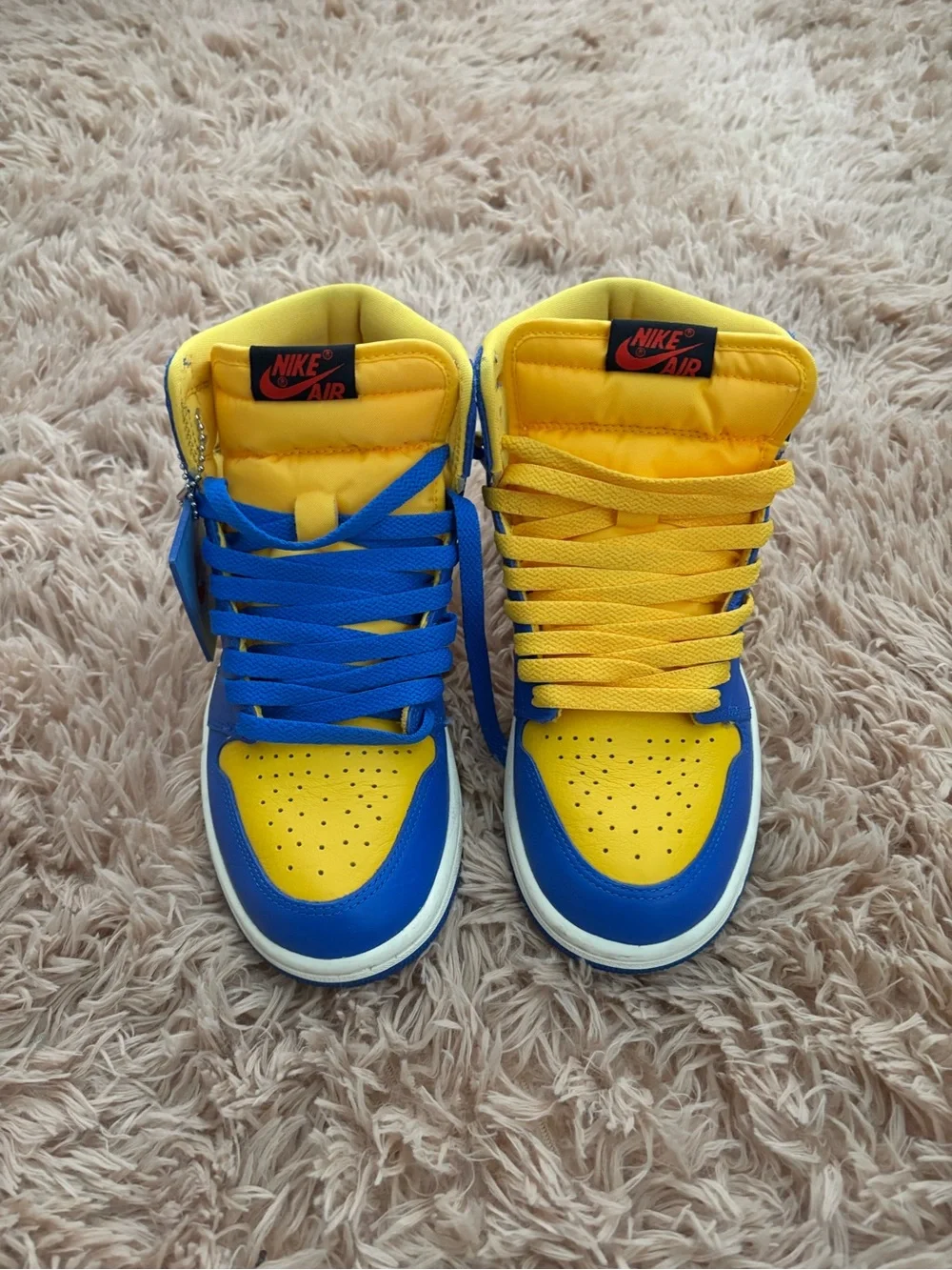 Nike Kids High-Top Sneakers in Yellow and Blue